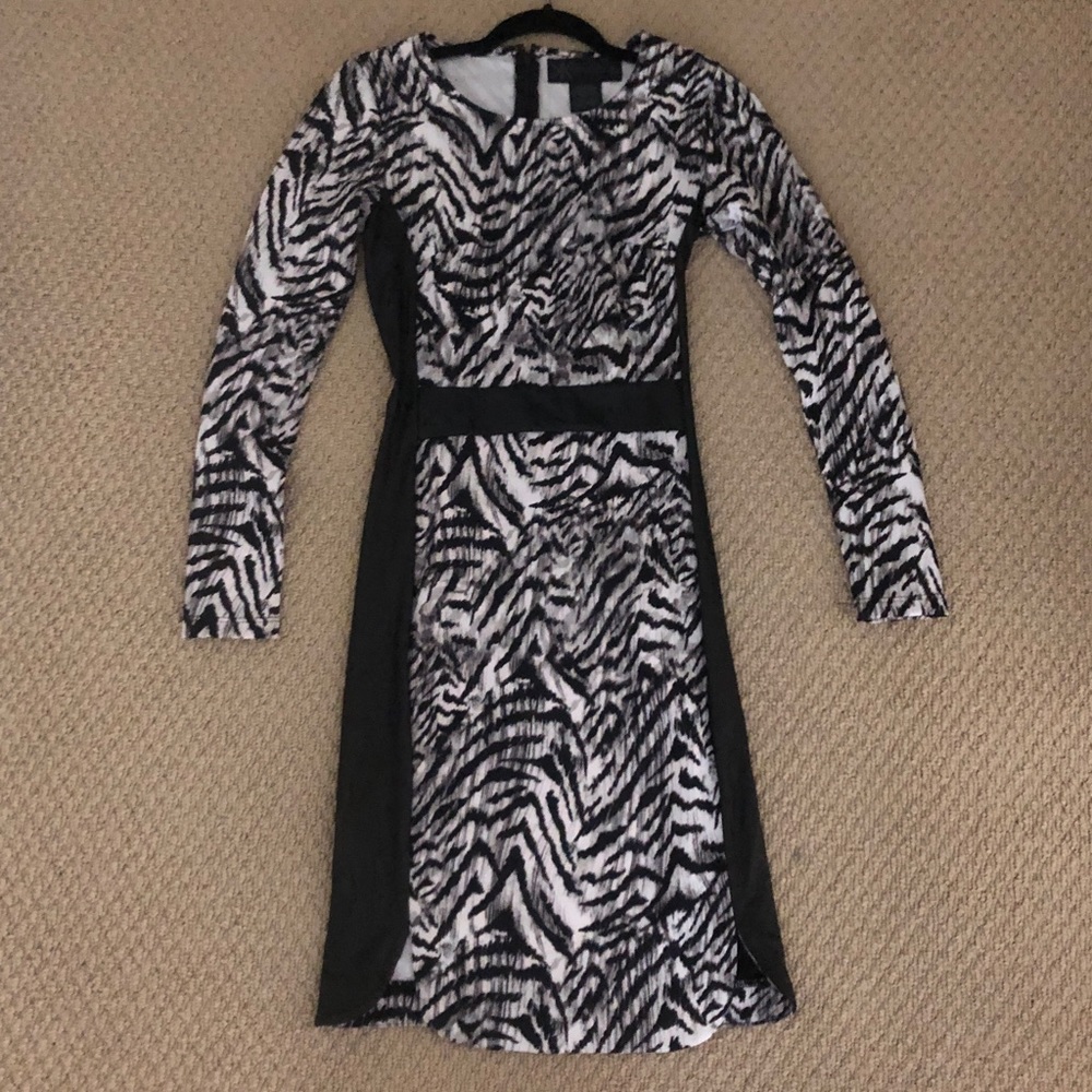zebra print mid length dress